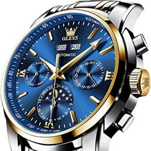 OLEVS Automatic Men Watch Self Winding Mechanical Luxury Dress Moon Phase.